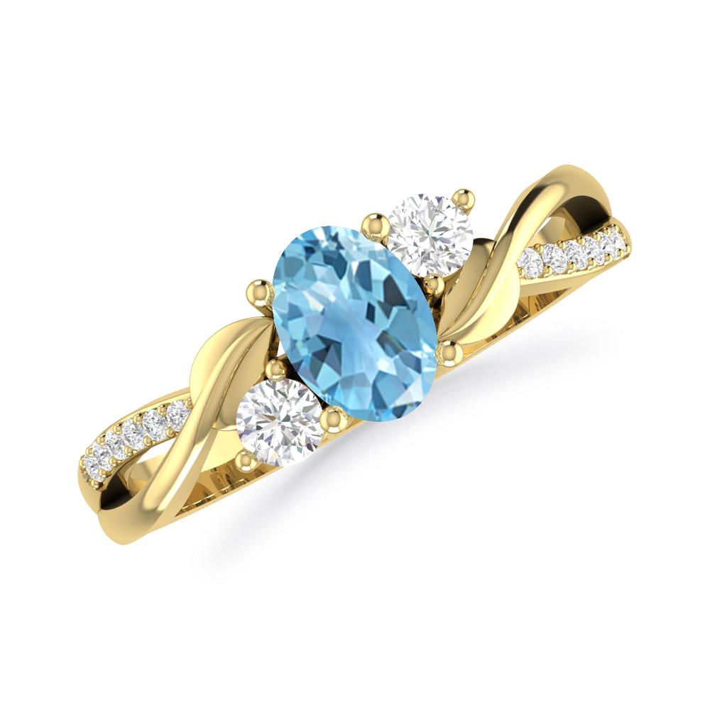 Yellow Gold - Blue Topaz