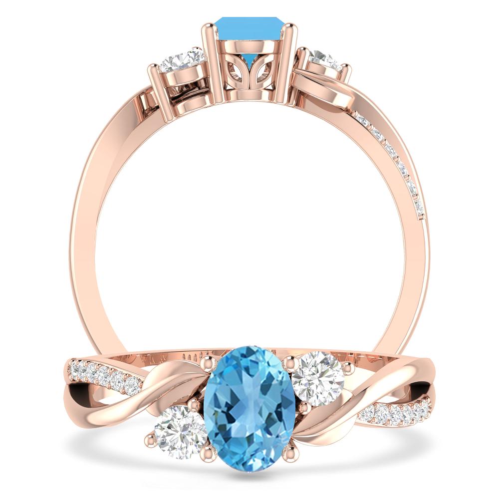 Rose Gold - Blue Topaz