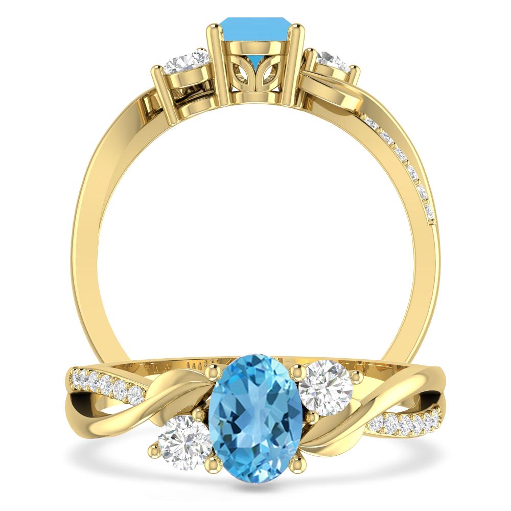 Yellow Gold - Blue Topaz