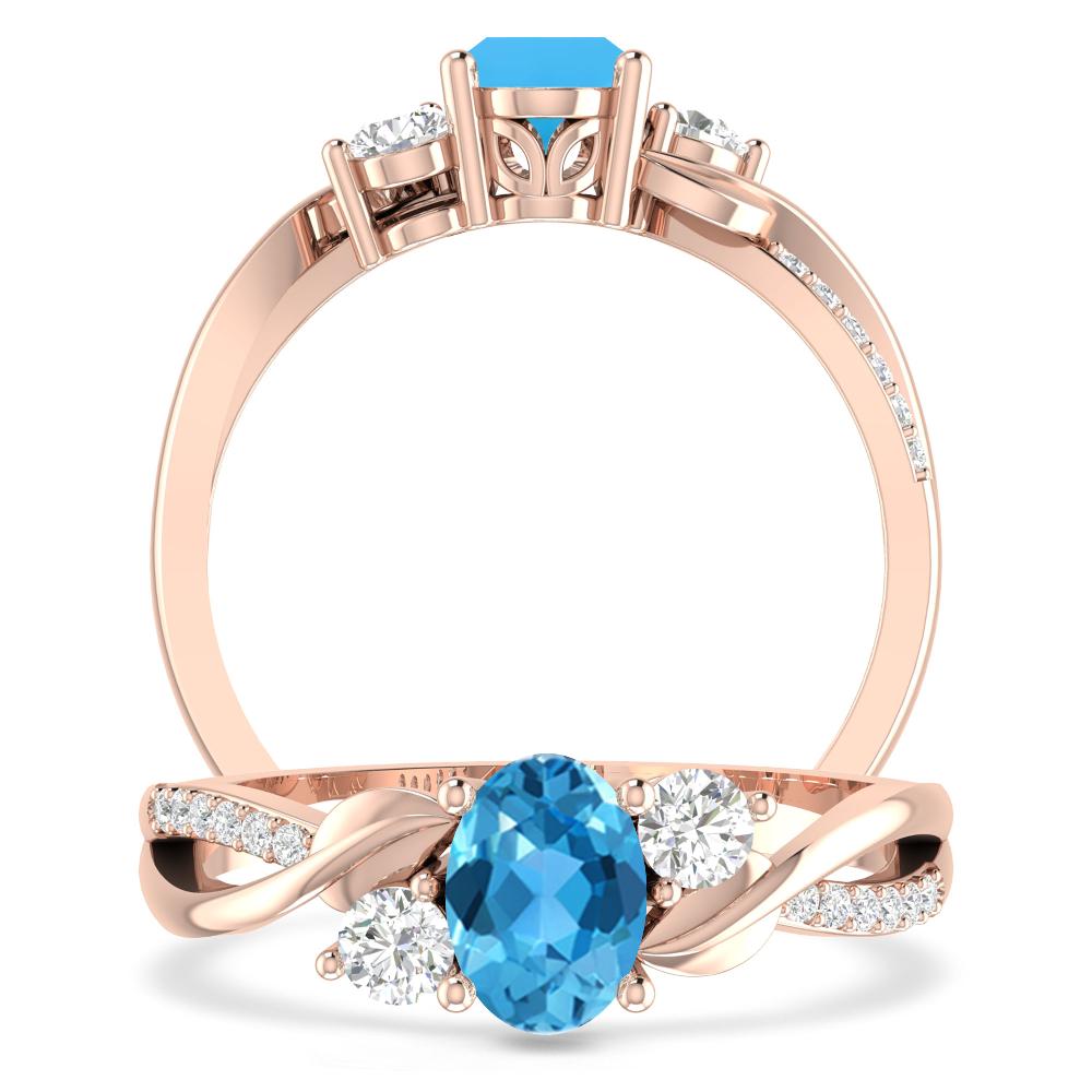 Rose Gold - Blue Topaz