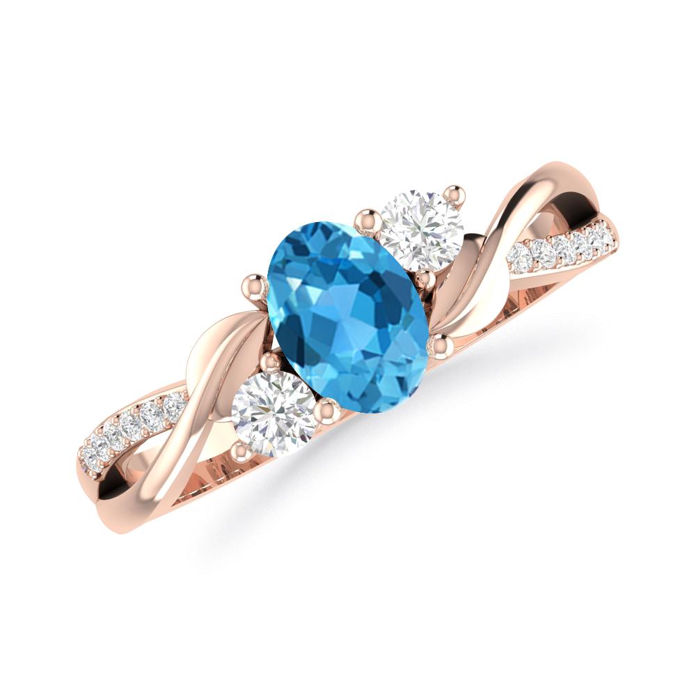 Rose Gold - Blue Topaz