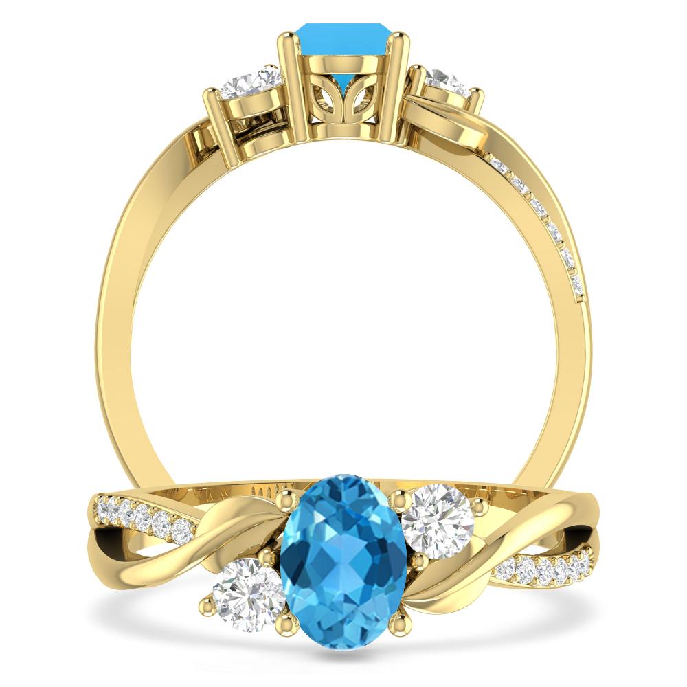 Yellow Gold - Blue Topaz