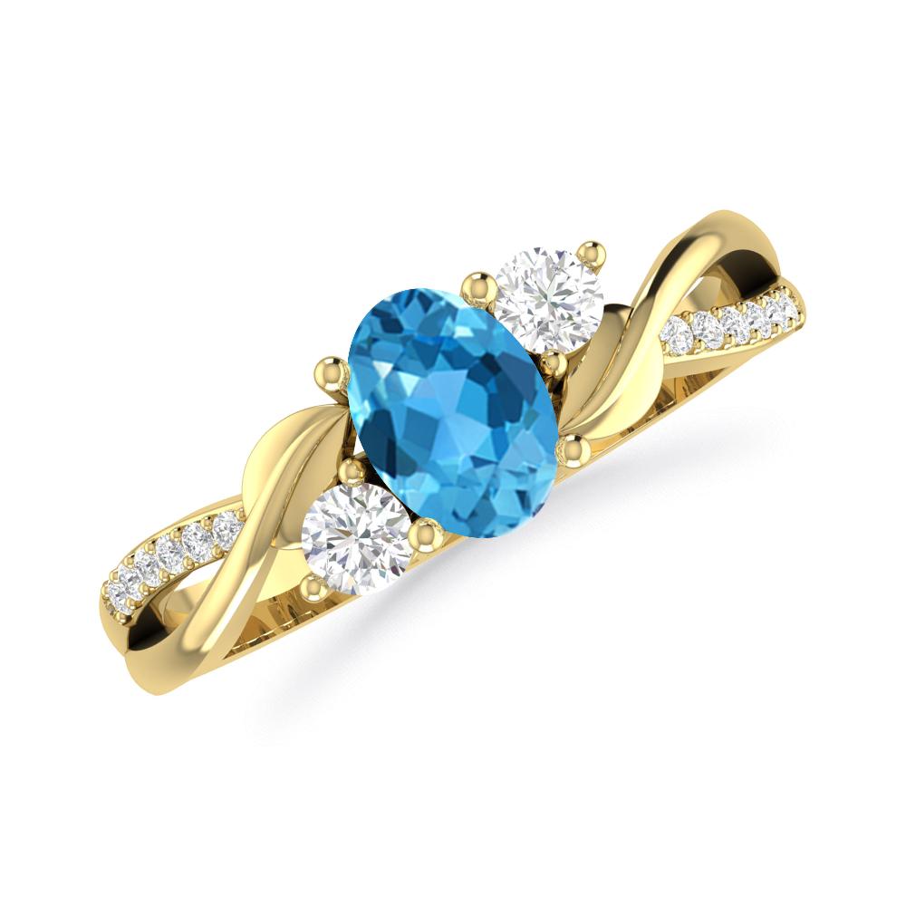 Yellow Gold - Blue Topaz