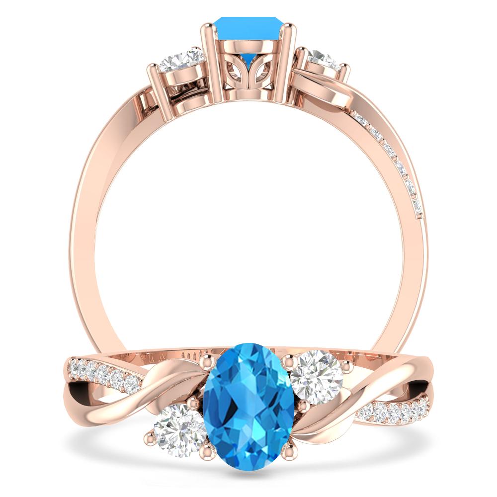 Rose Gold - Blue Topaz