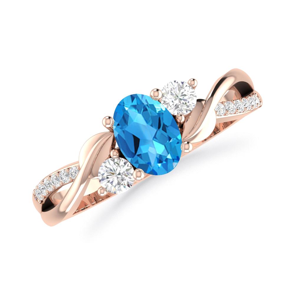 Rose Gold - Blue Topaz