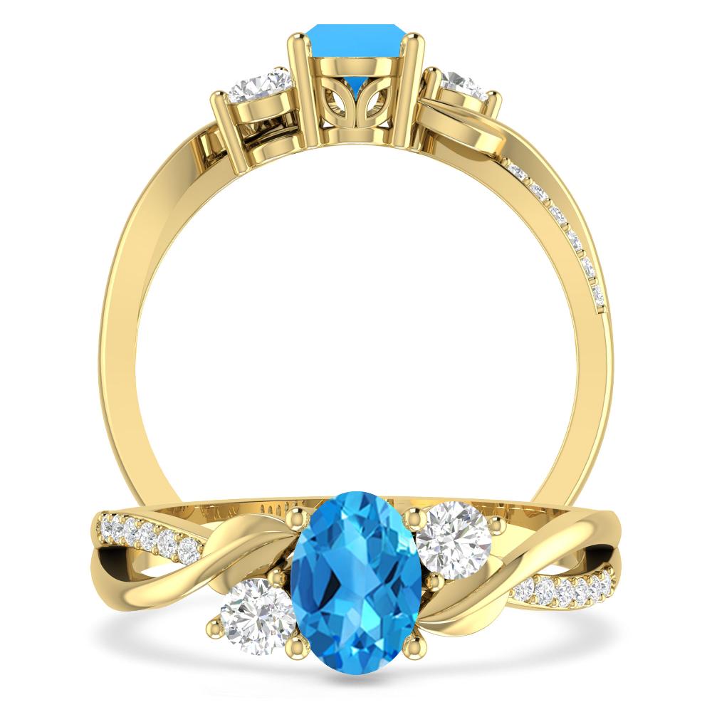 Yellow Gold - Blue Topaz