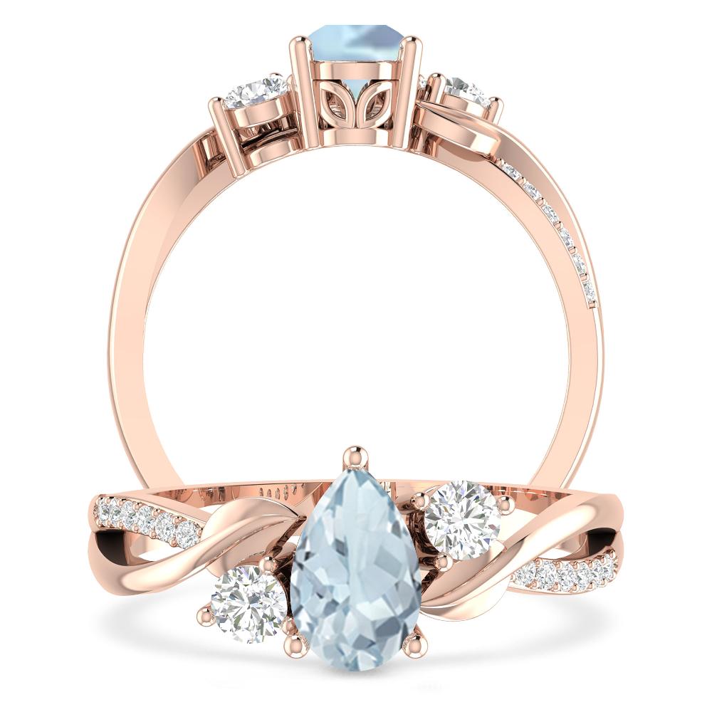 Rose Gold - Aquamarine