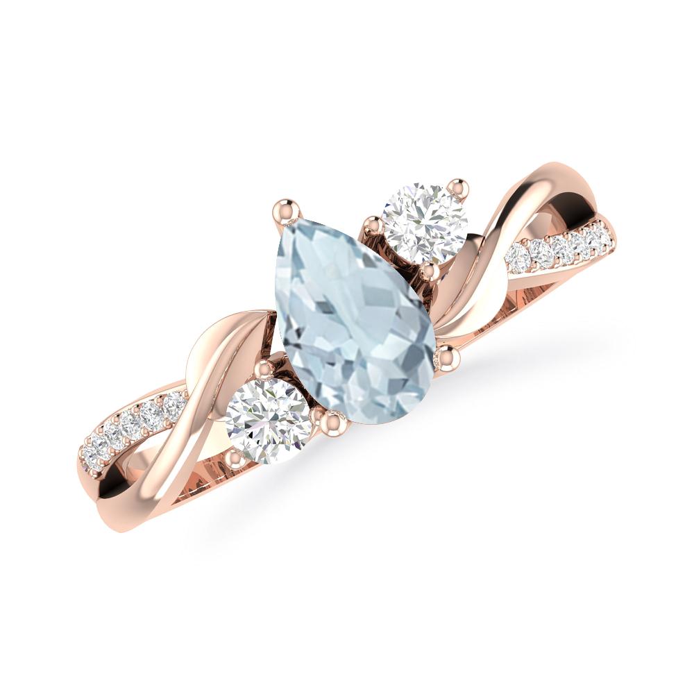 Rose Gold - Aquamarine