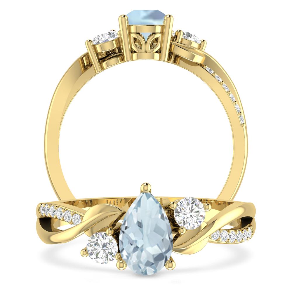 Yellow Gold - Aquamarine