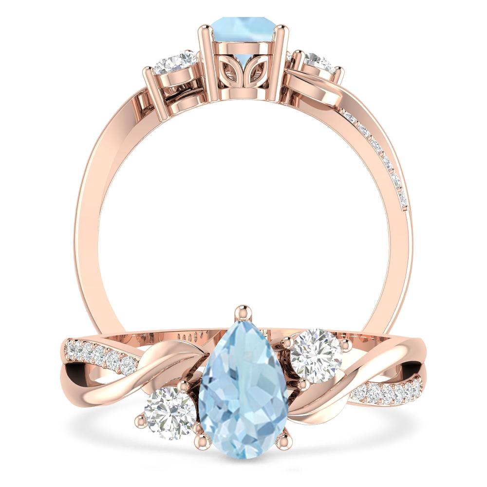 Rose Gold - Aquamarine