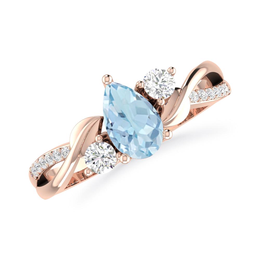 Rose Gold - Aquamarine