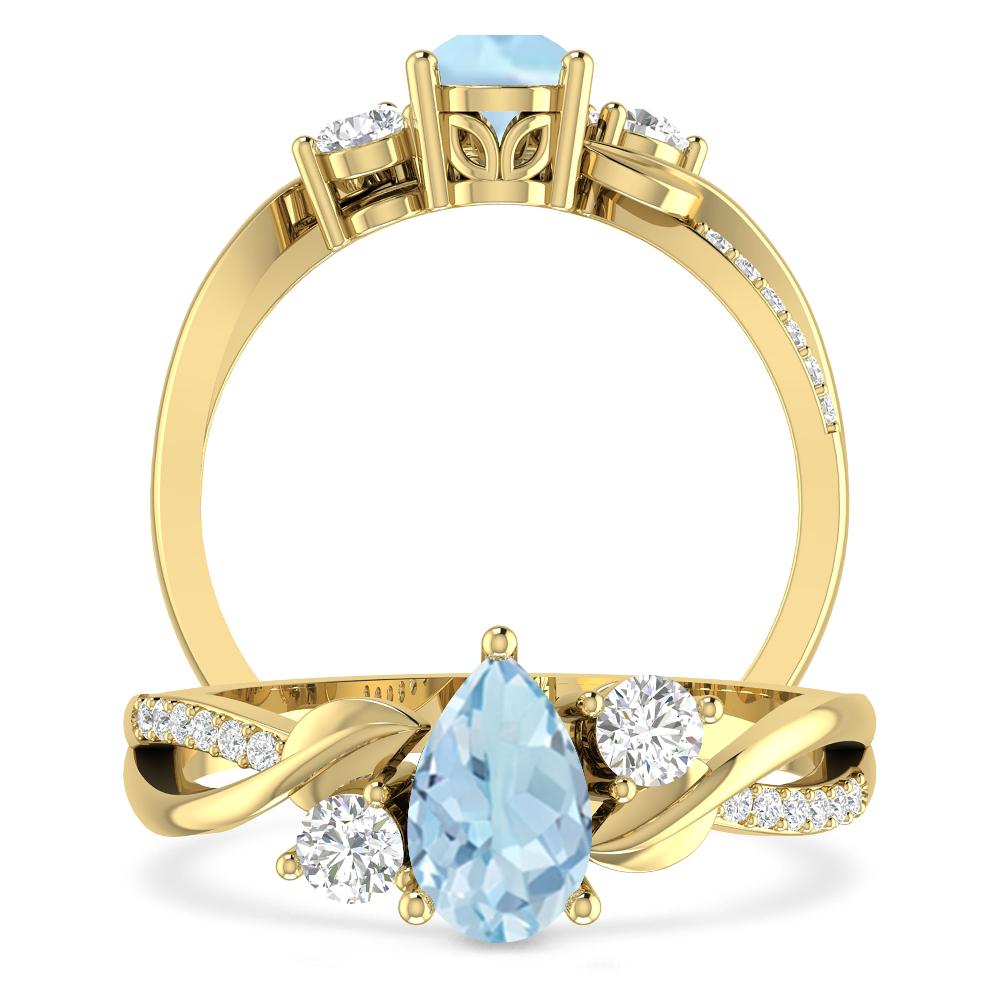 Yellow Gold - Aquamarine