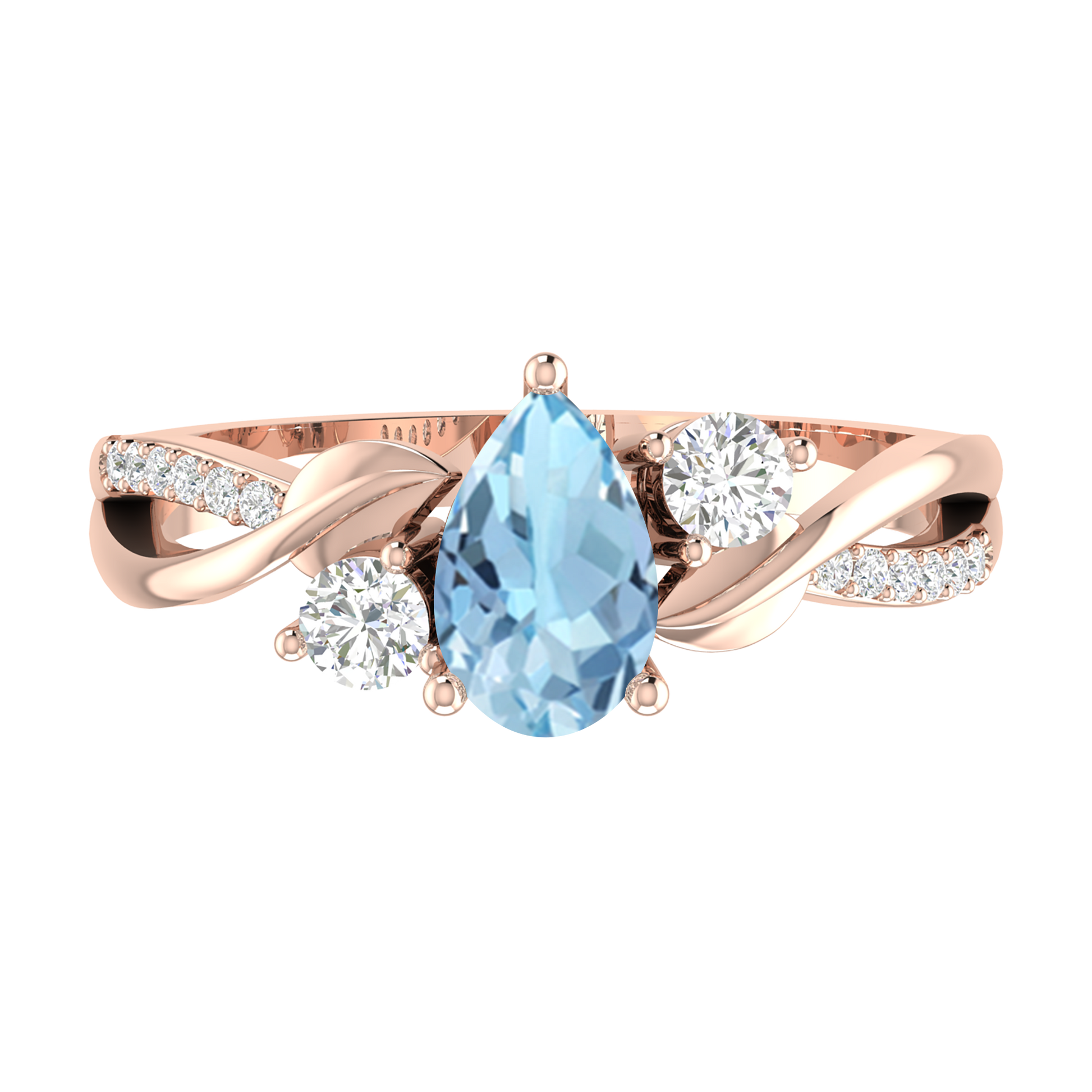 Rose Gold - Aquamarine