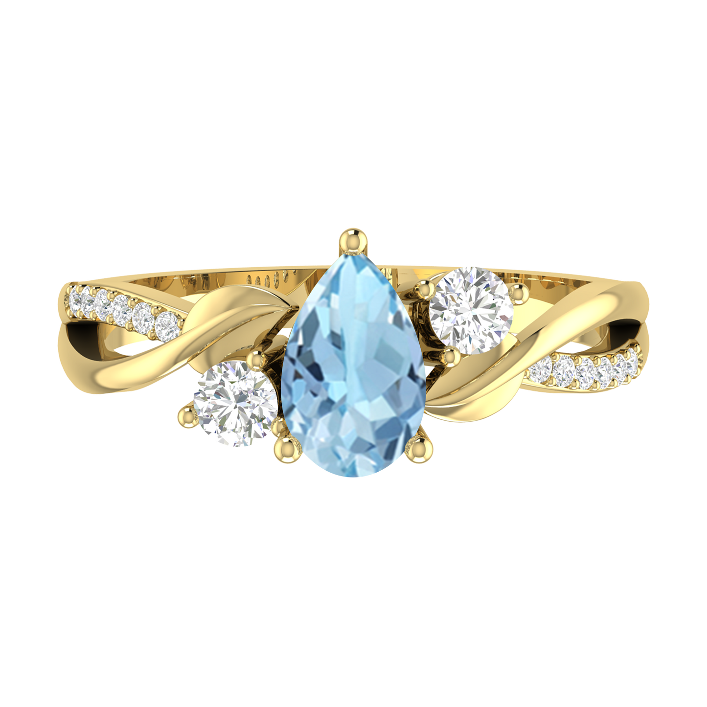 Yellow Gold - Aquamarine