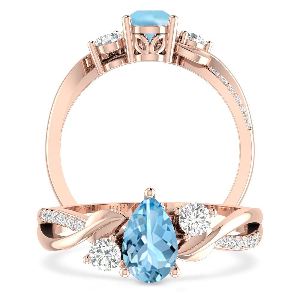 Rose Gold - Aquamarine