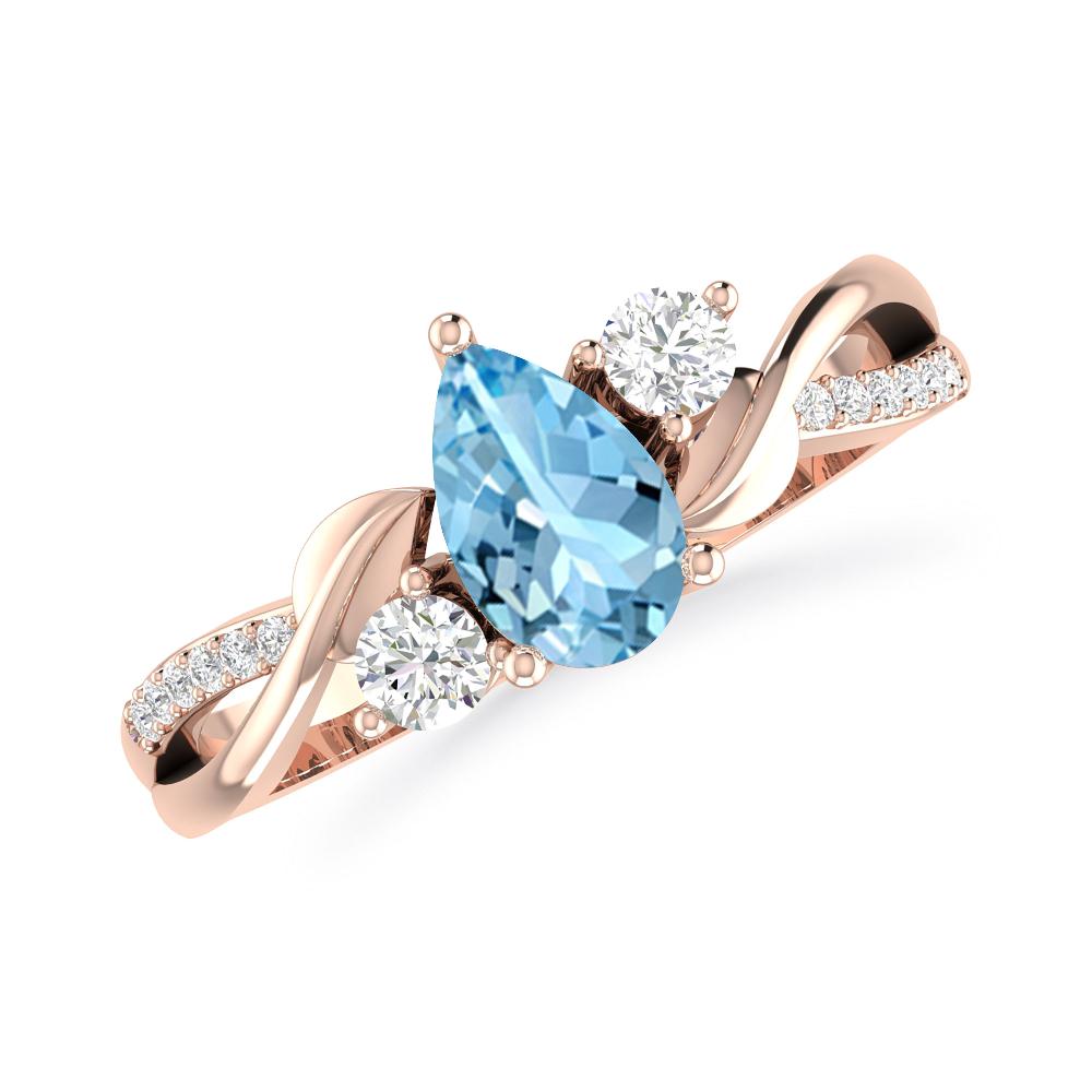 Rose Gold - Aquamarine