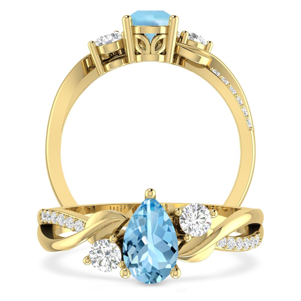 Yellow Gold - Aquamarine