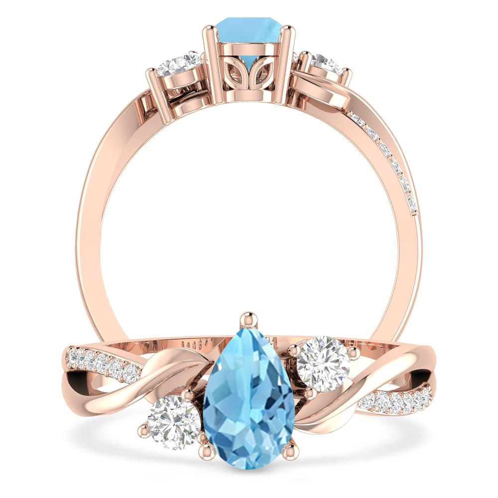 Rose Gold - Blue Topaz