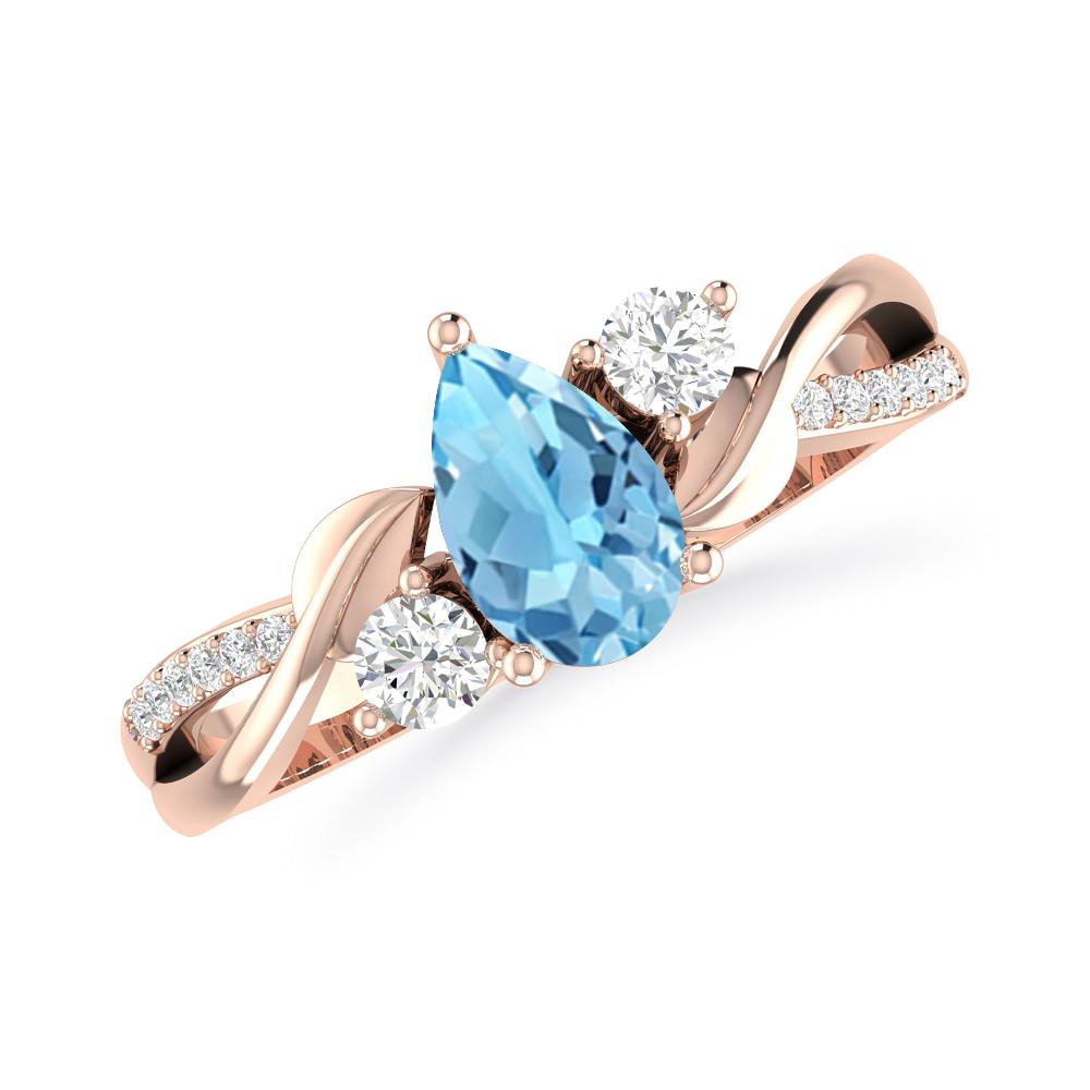 Rose Gold - Blue Topaz