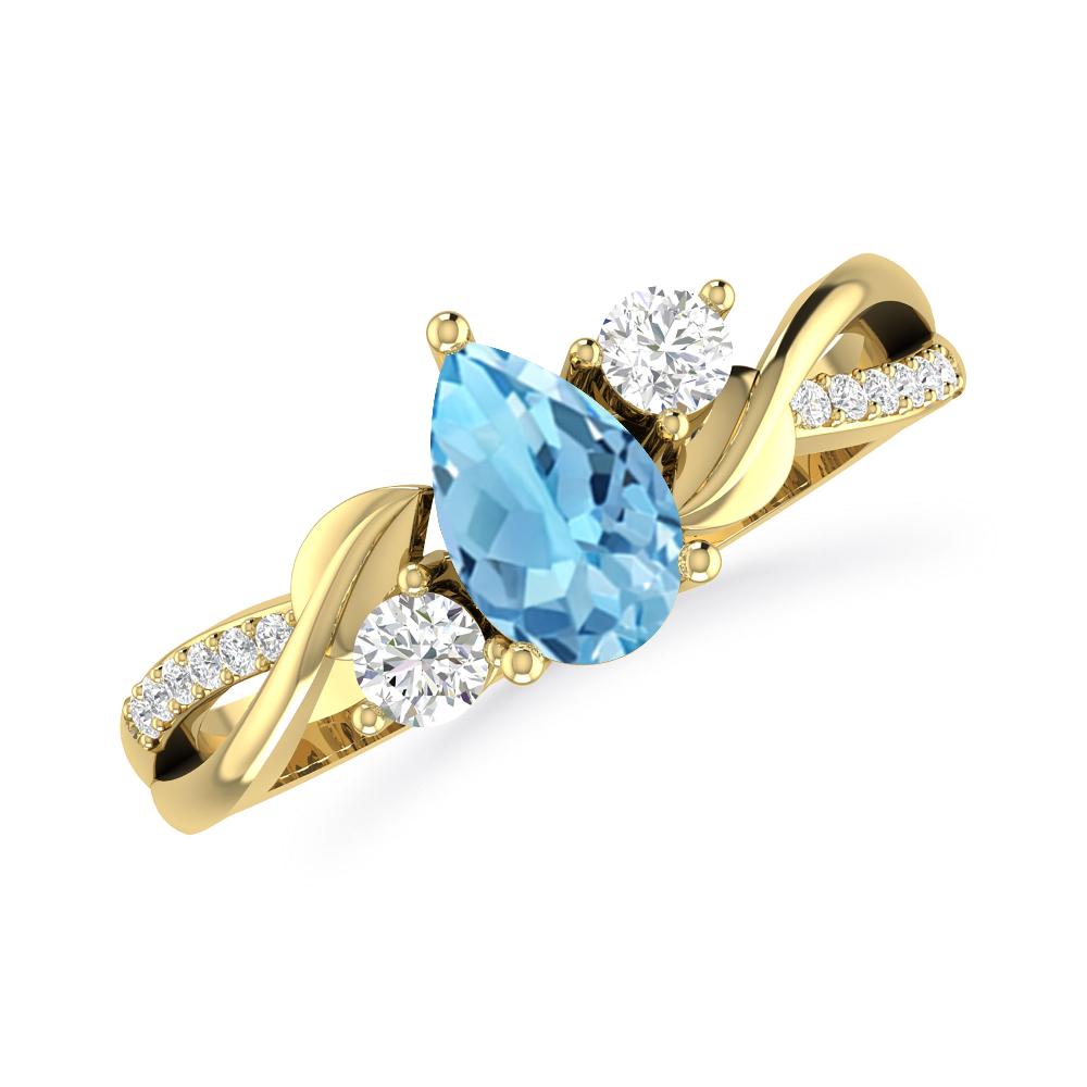 Yellow Gold - Blue Topaz