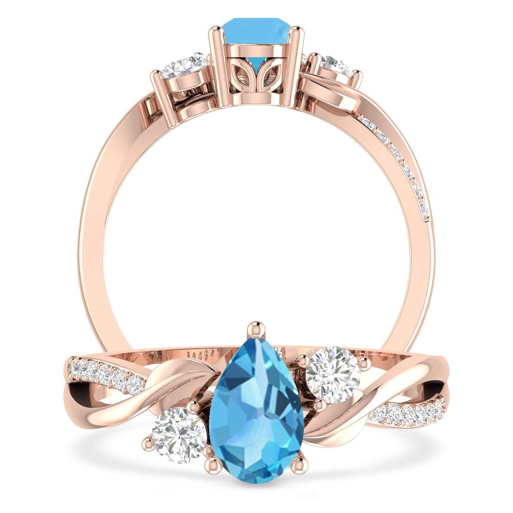 Rose Gold - Blue Topaz