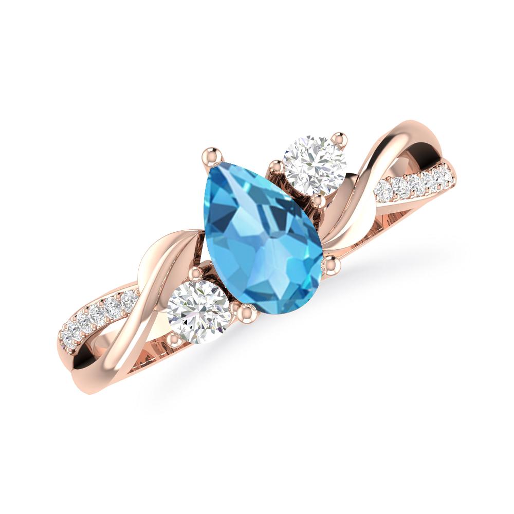 Rose Gold - Blue Topaz