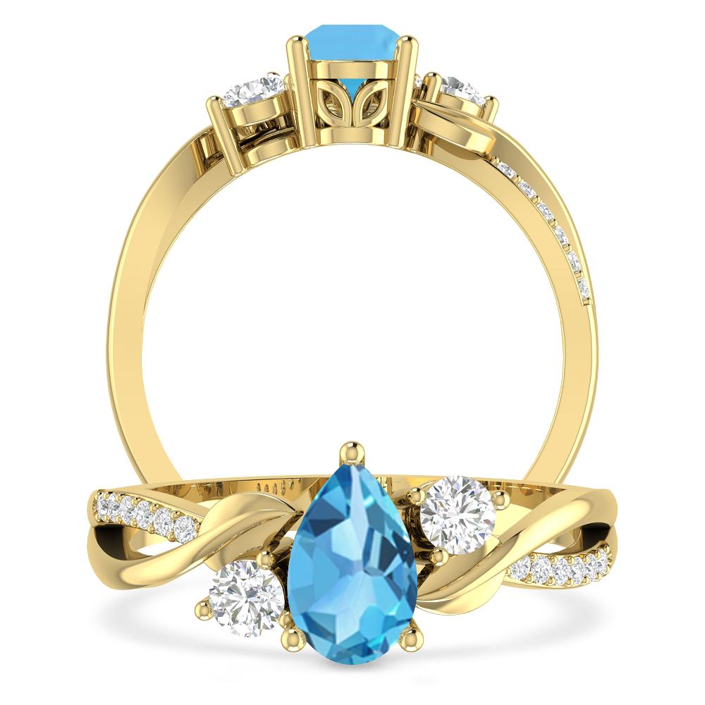 Yellow Gold - Blue Topaz