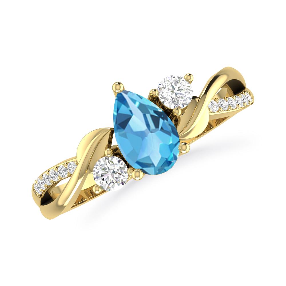 Yellow Gold - Blue Topaz