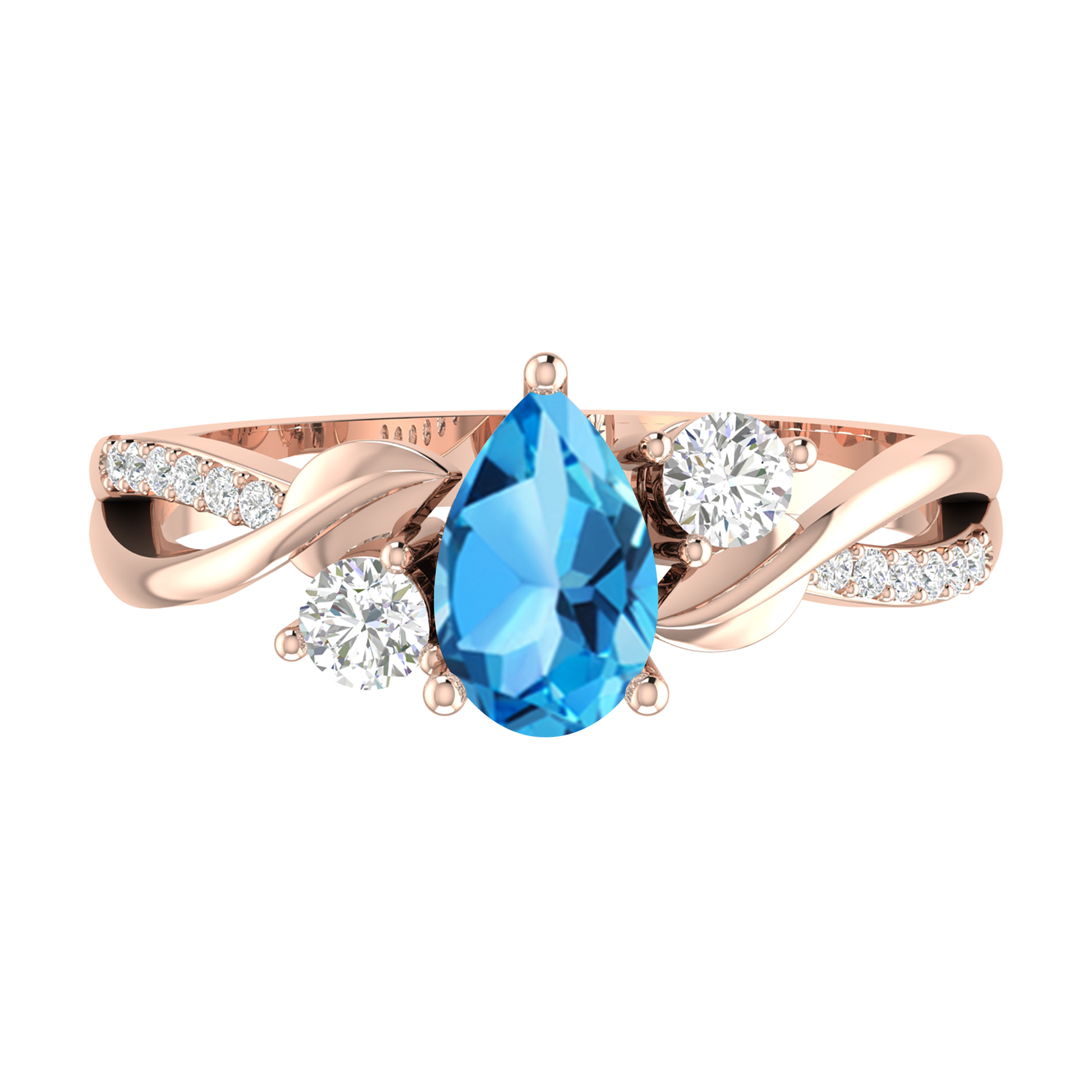 Rose Gold - Blue Topaz