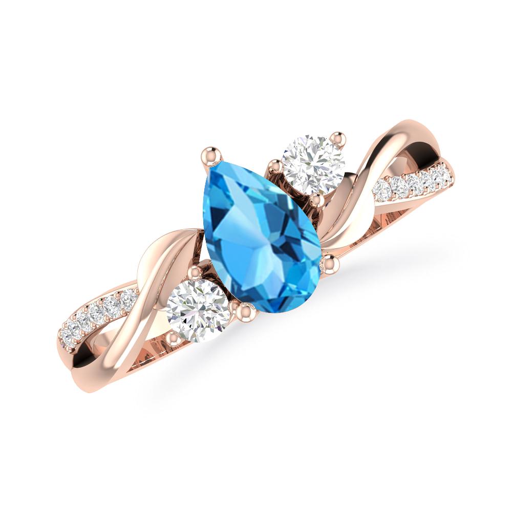 Rose Gold - Blue Topaz