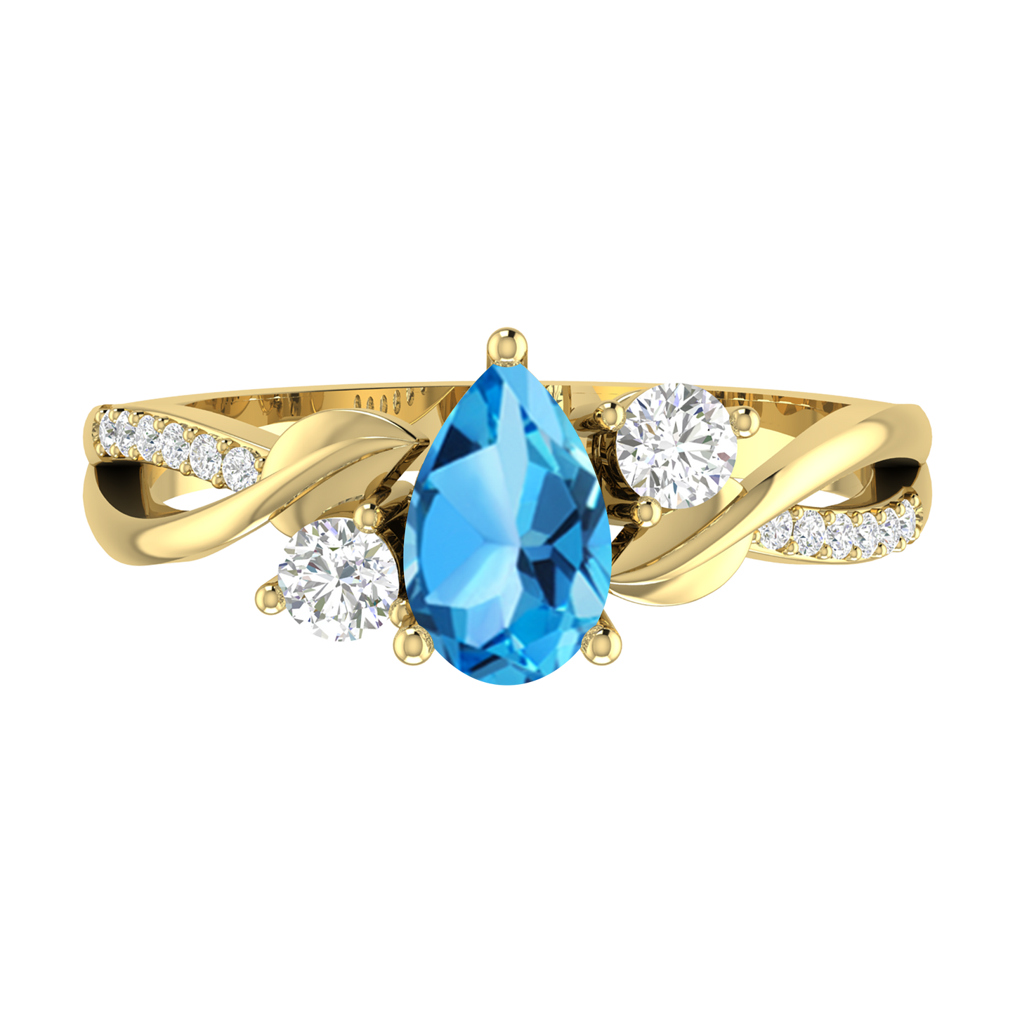 Yellow Gold - Blue Topaz