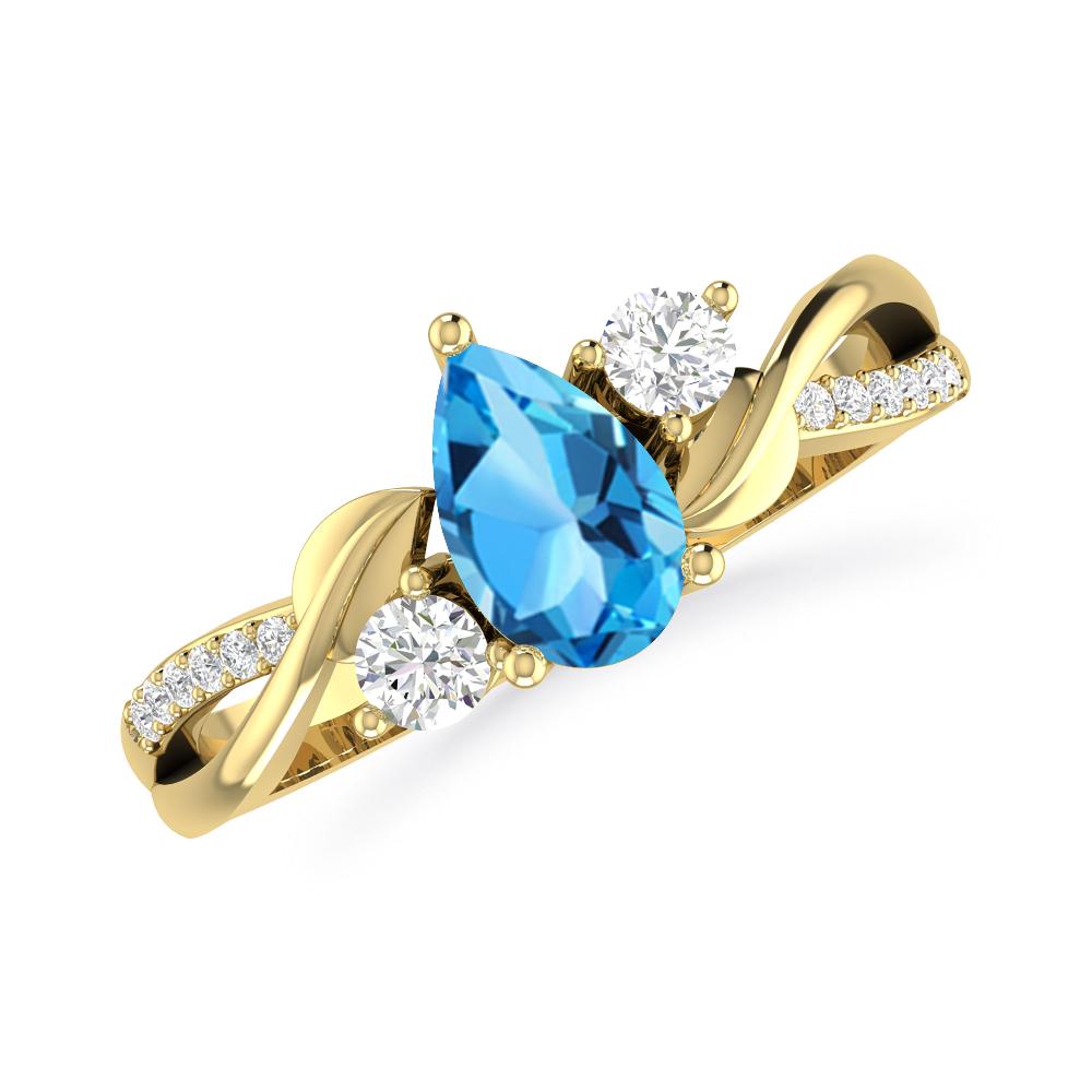 Yellow Gold - Blue Topaz