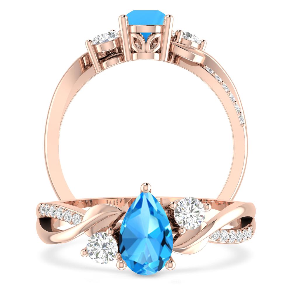 Rose Gold - Blue Topaz