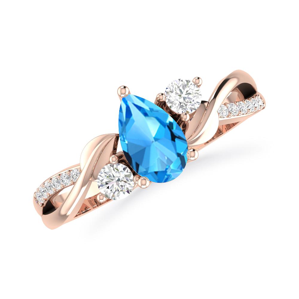 Rose Gold - Blue Topaz