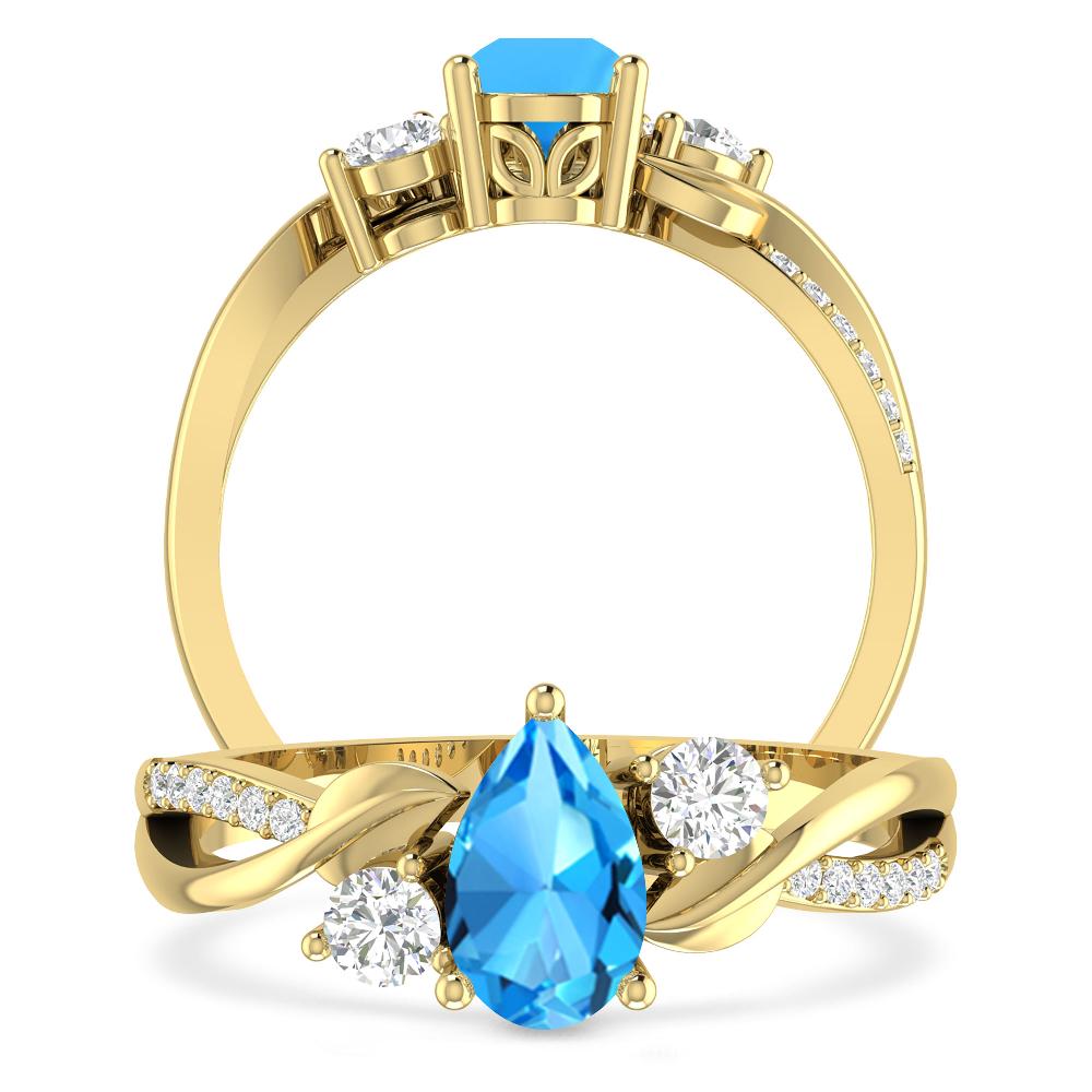 Yellow Gold - Blue Topaz