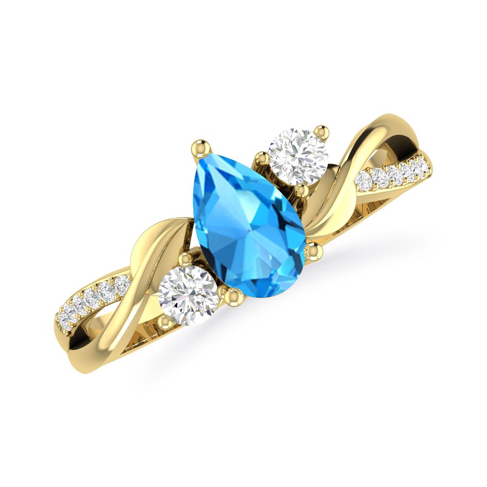 Yellow Gold - Blue Topaz