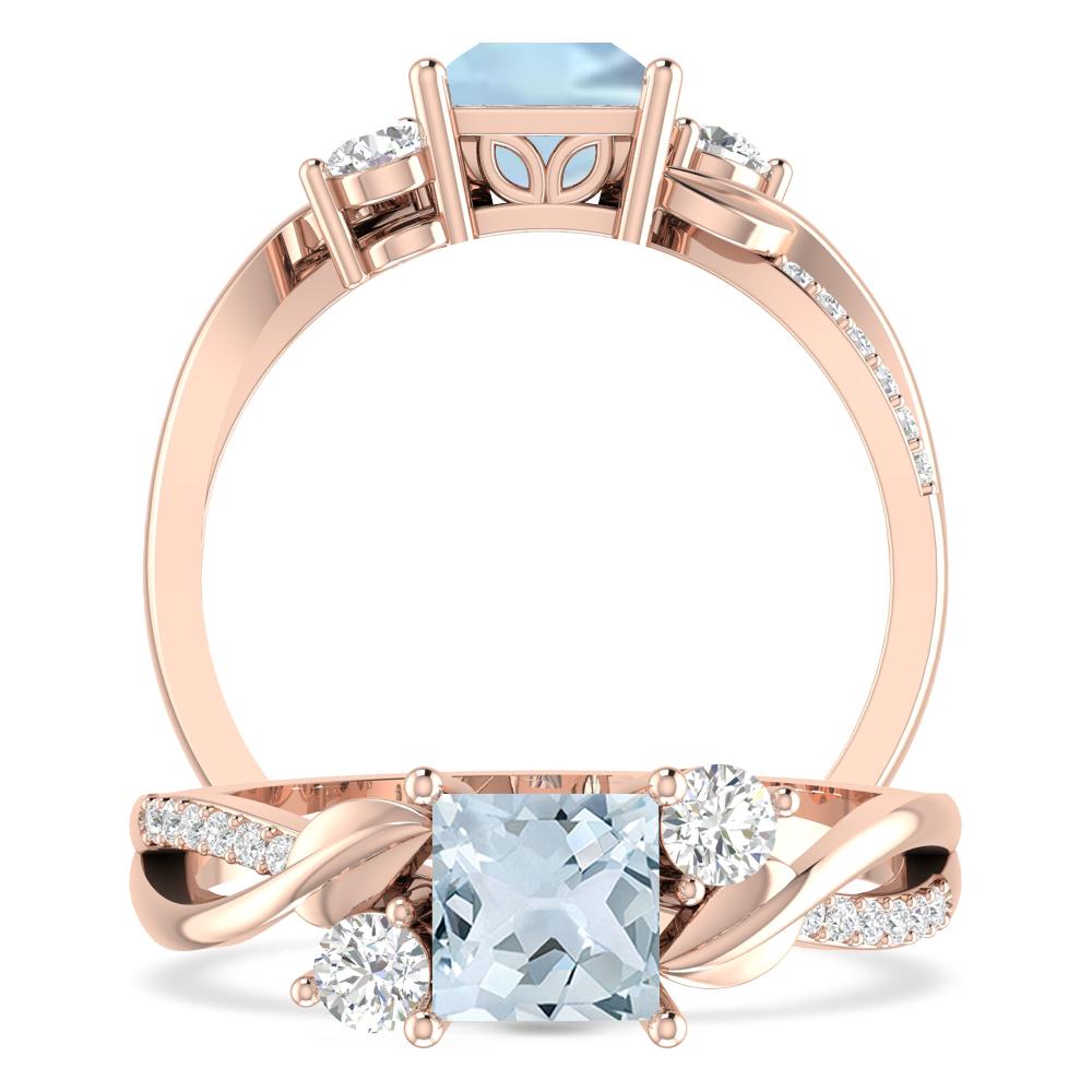 Rose Gold - Aquamarine