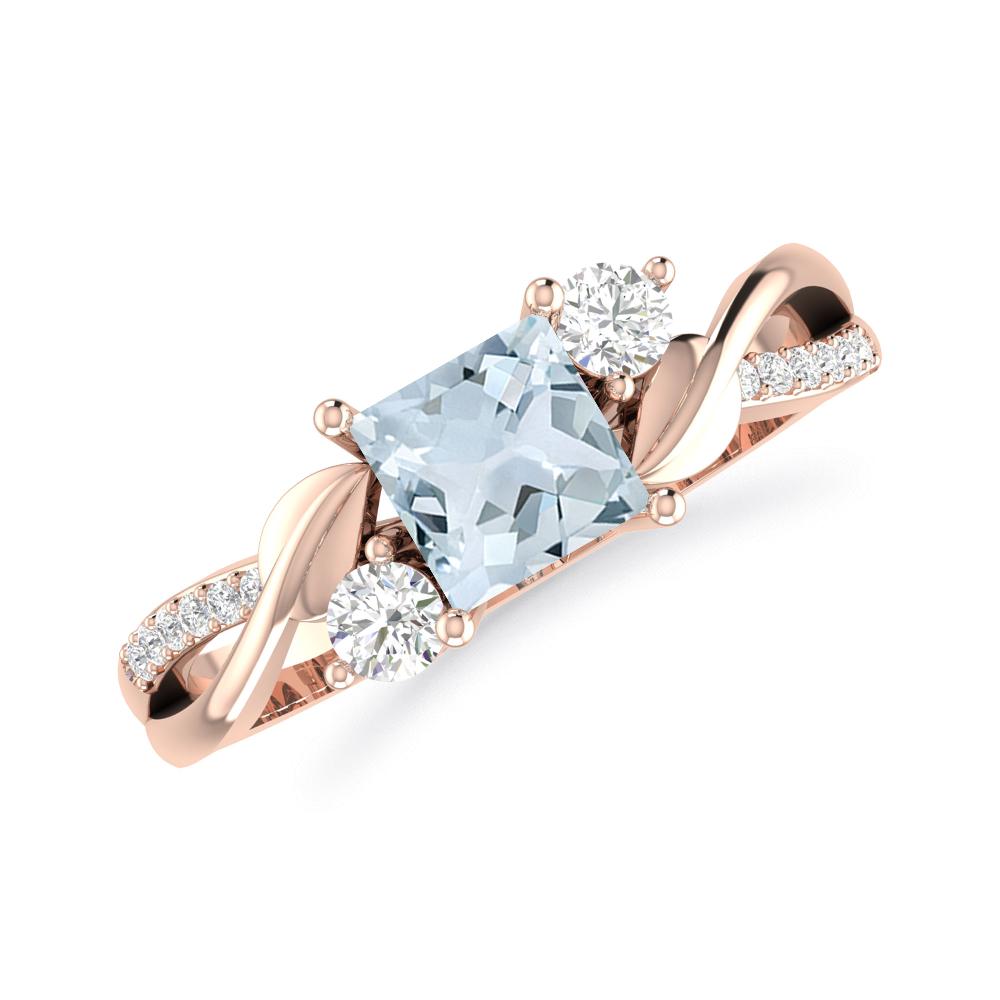 Rose Gold - Aquamarine