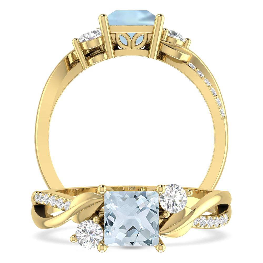 Yellow Gold - Aquamarine