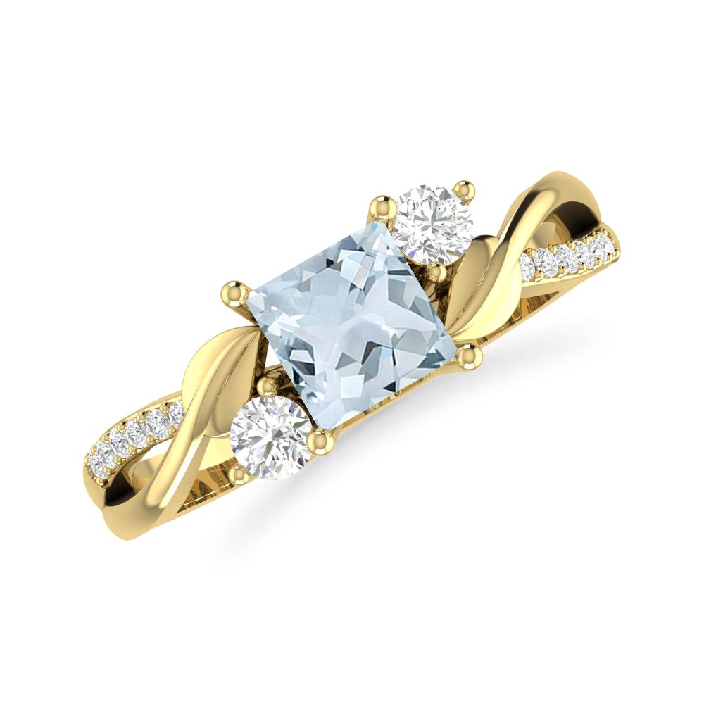 Yellow Gold - Aquamarine