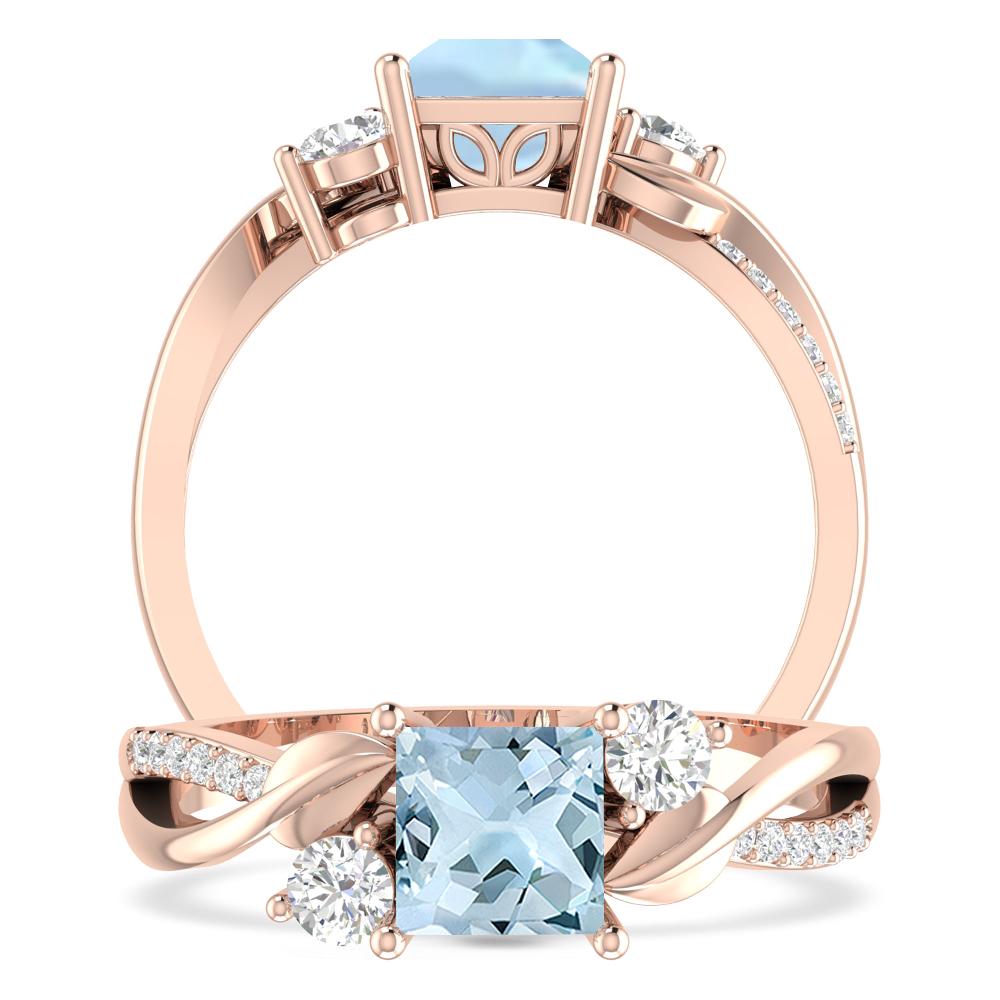 Rose Gold - Aquamarine