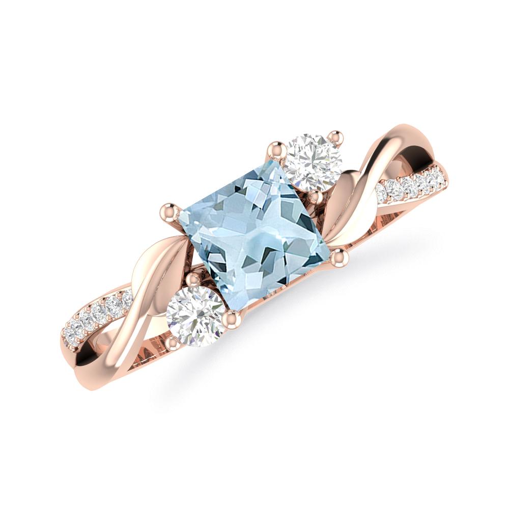 Rose Gold - Aquamarine