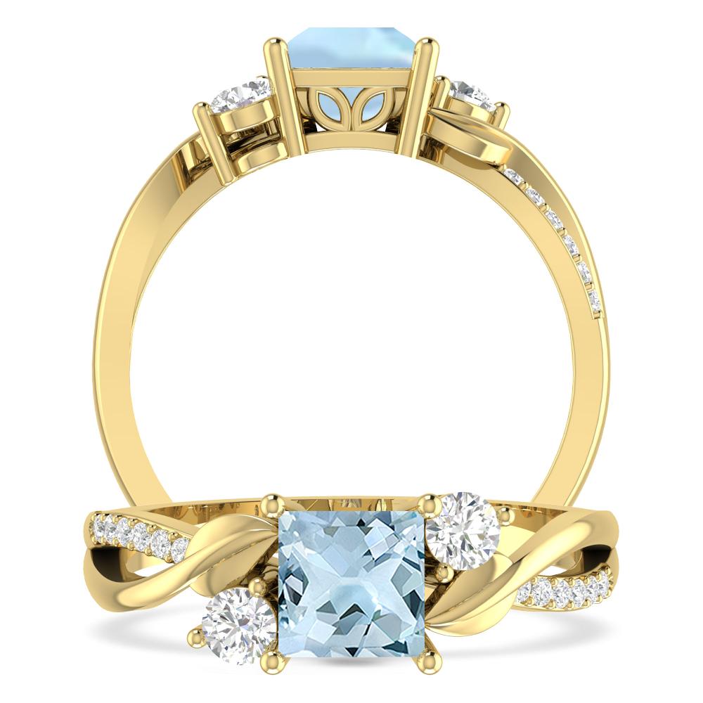 Yellow Gold - Aquamarine