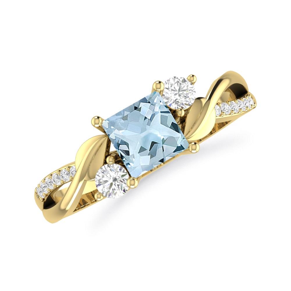 Yellow Gold - Aquamarine