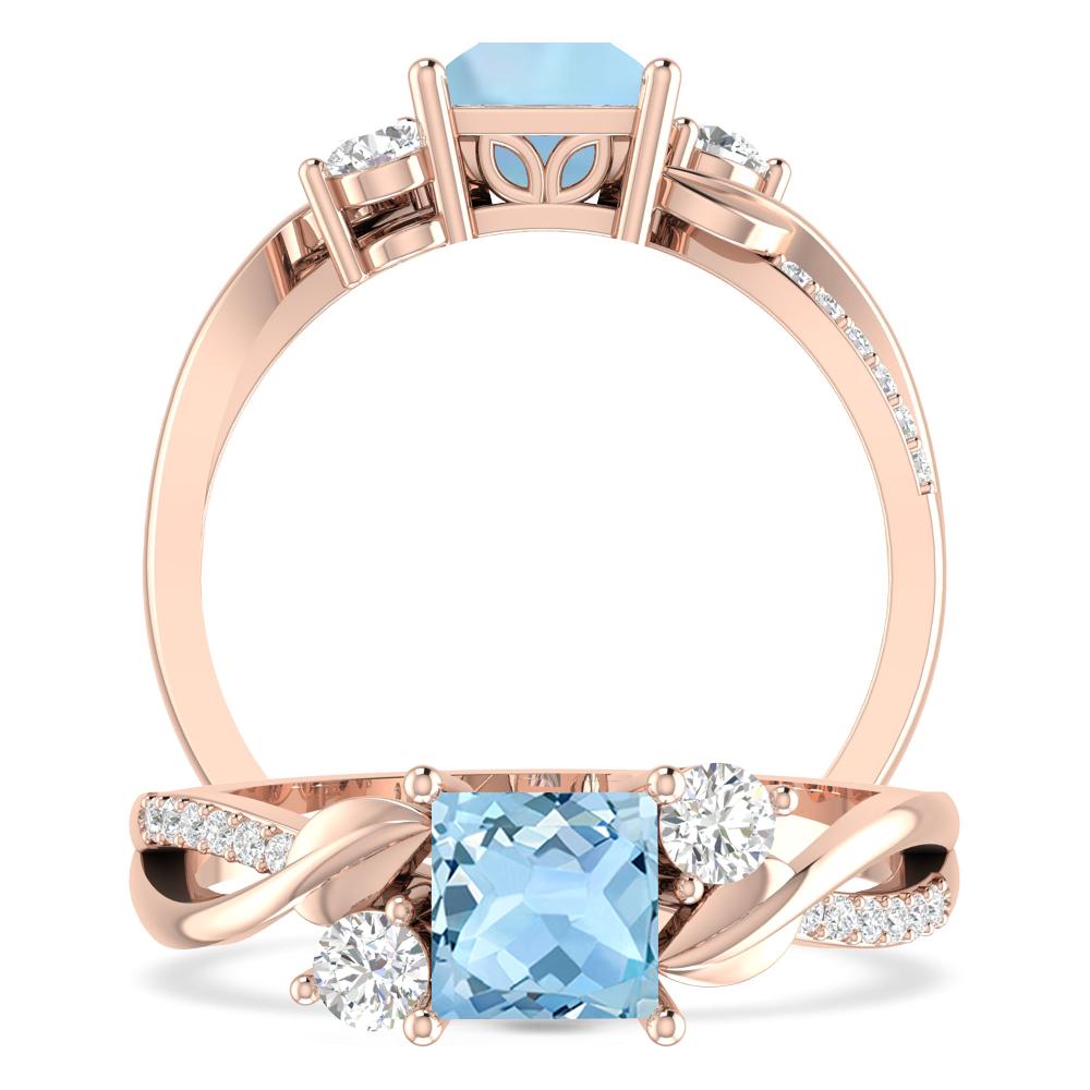 Rose Gold - Aquamarine