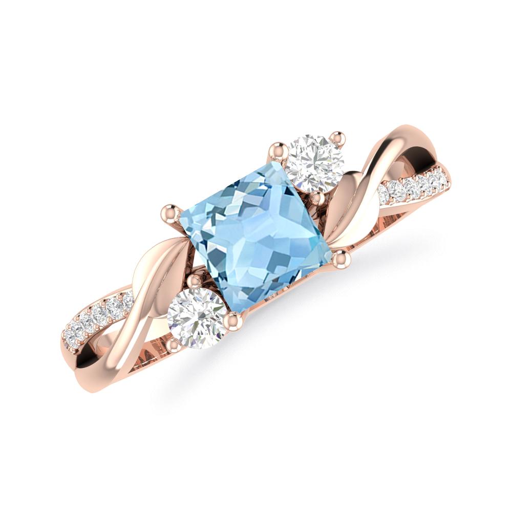 Rose Gold - Aquamarine