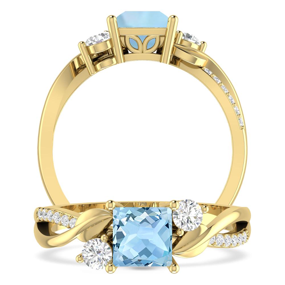 Yellow Gold - Aquamarine