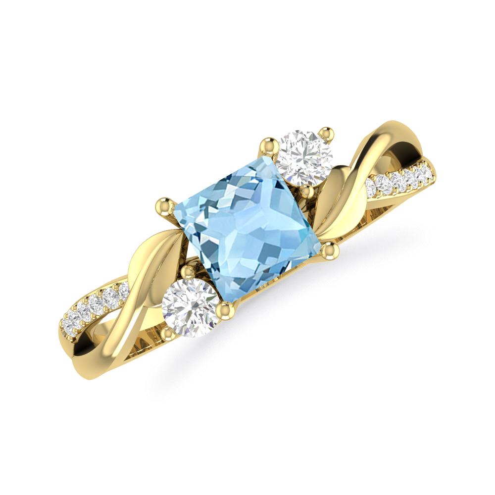 Yellow Gold - Aquamarine