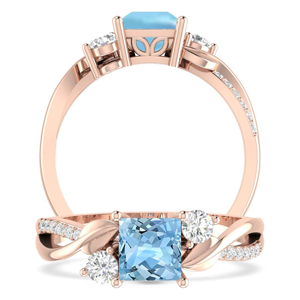 Rose Gold - Aquamarine