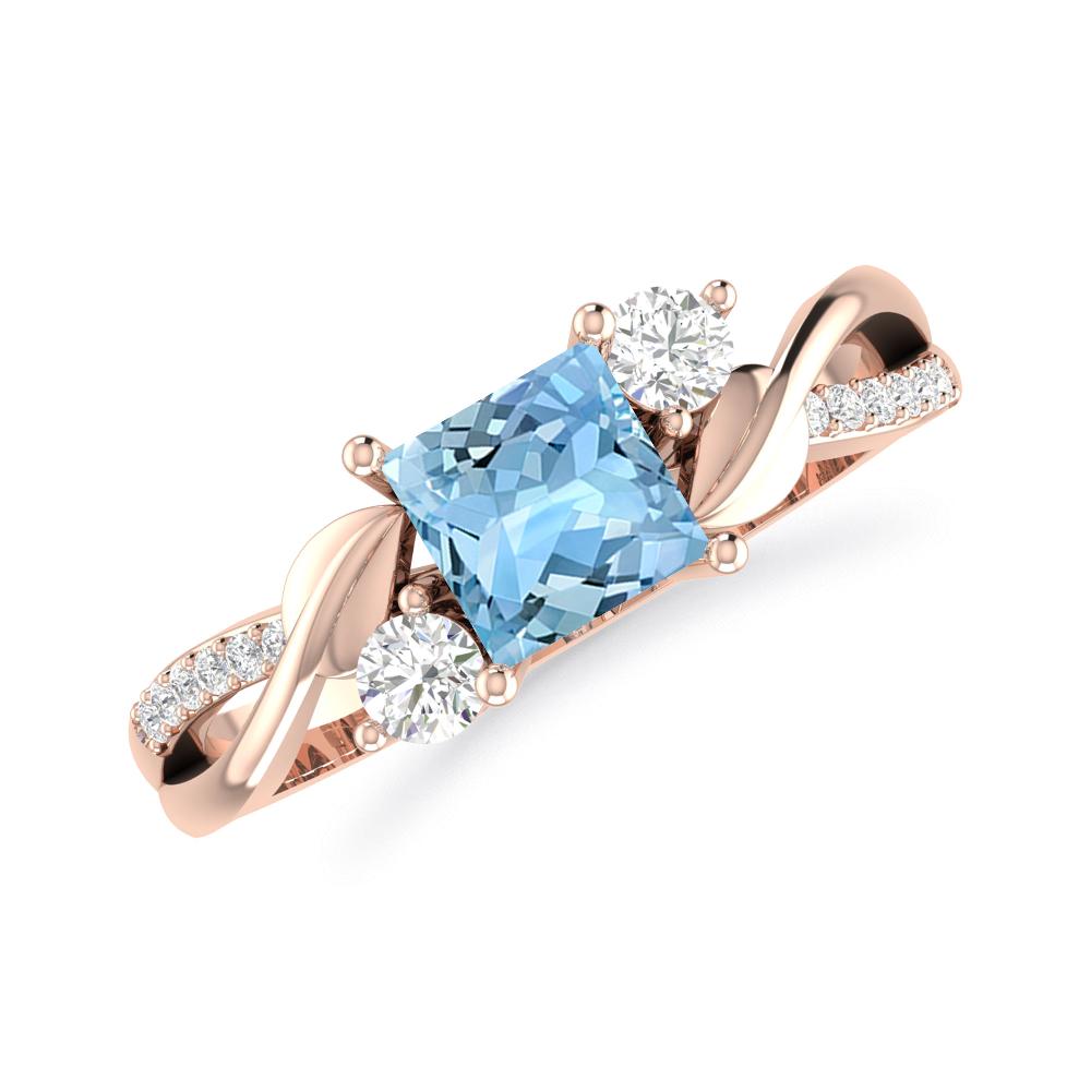 Rose Gold - Aquamarine